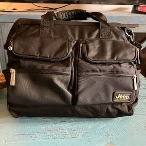 Jeep Black Coolest Dad’s Diaper Bag with Front Organizer & Side Phone Pockets